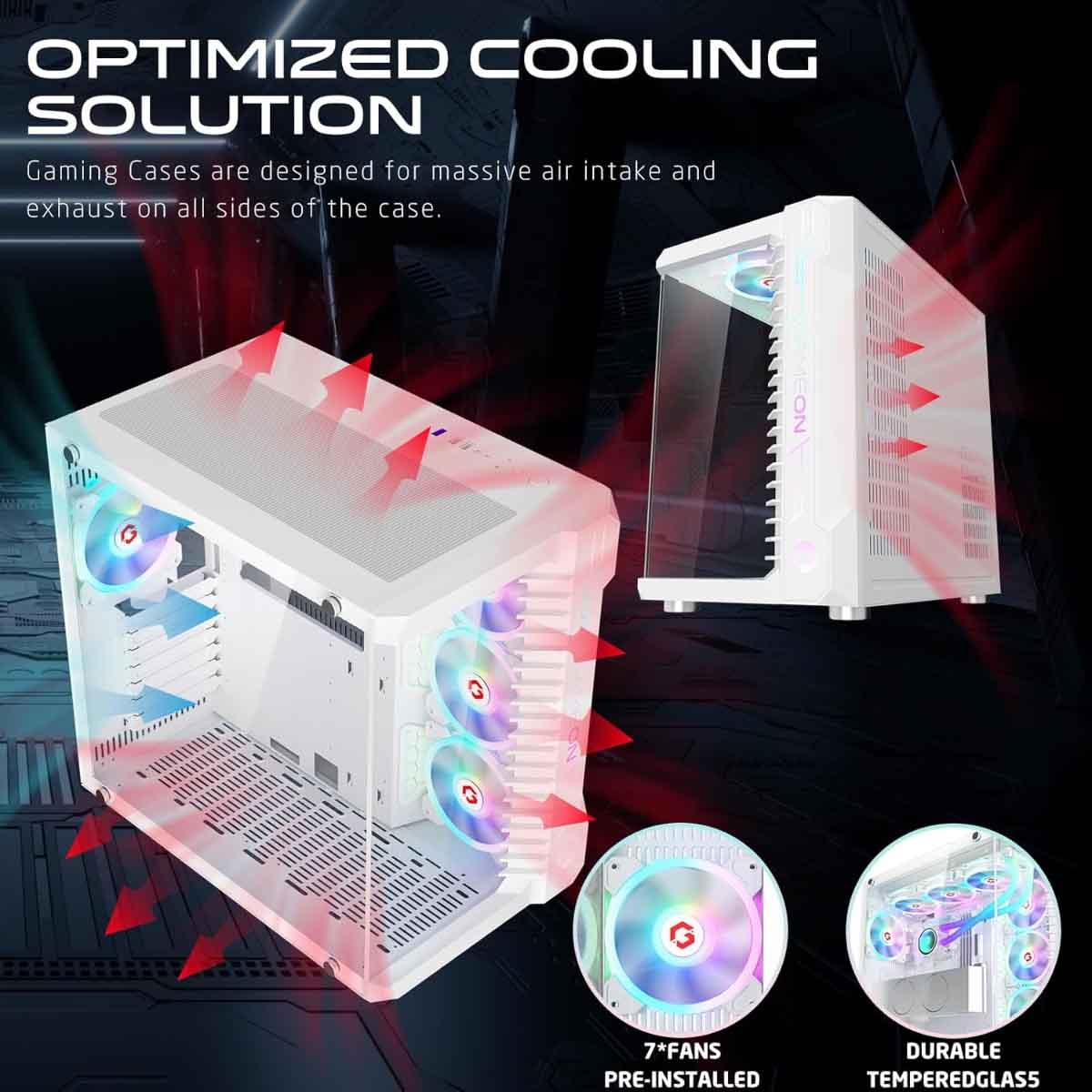 جيم أون كيس كمبيوتر متوسط الحجم للألعاب من سلسلة Emperor Midnight III باللون الأسود