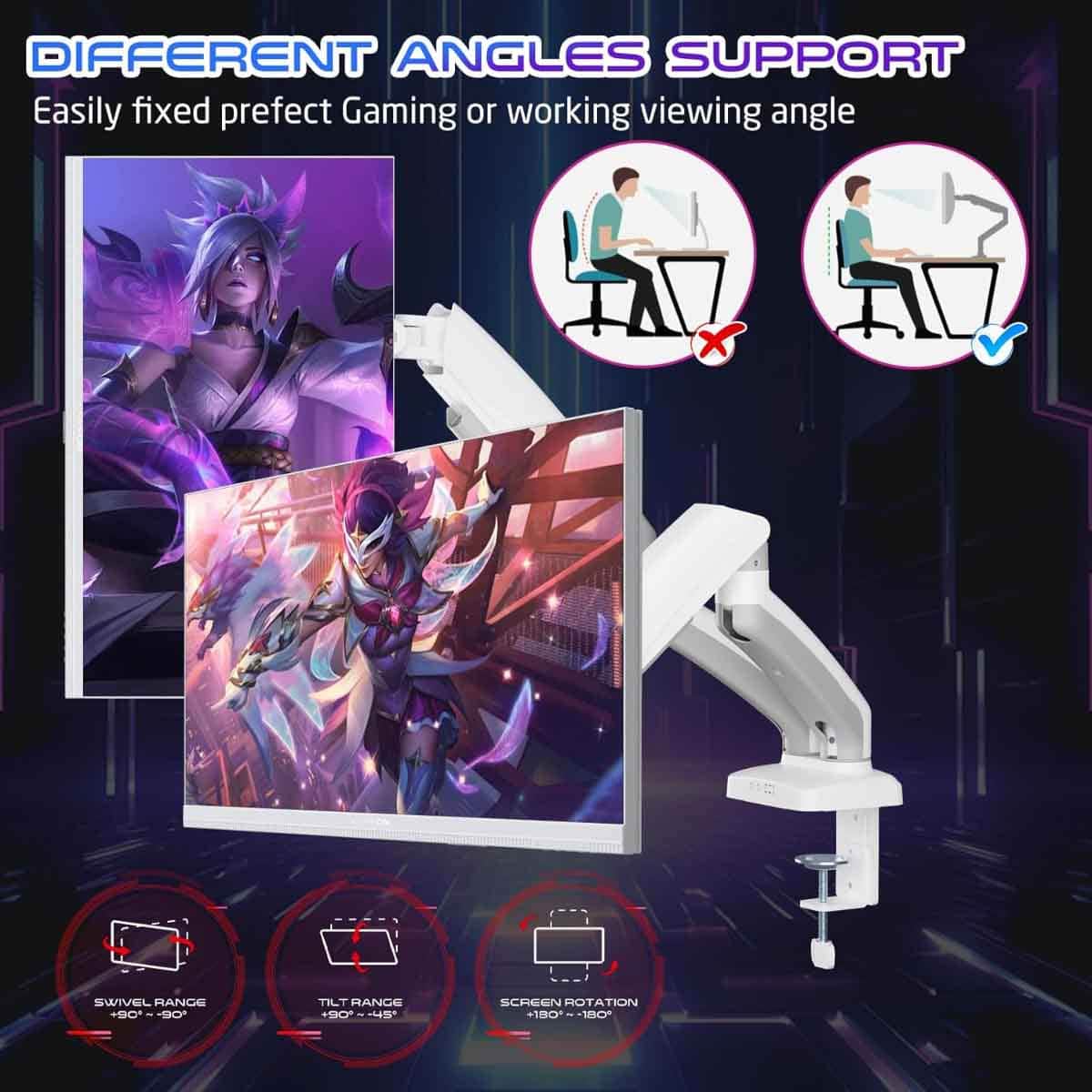 Game On White GO-5450 Dual Monitor Arm Stand