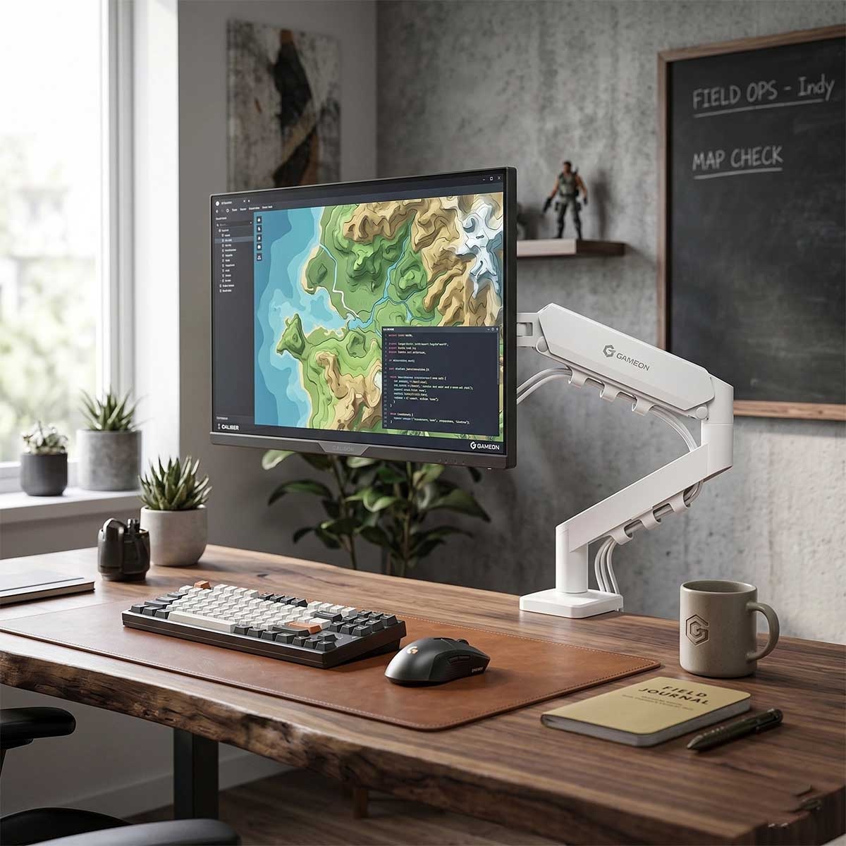 Game On White GO-5501 Gas Mechanical Spring Single Monitor Arm