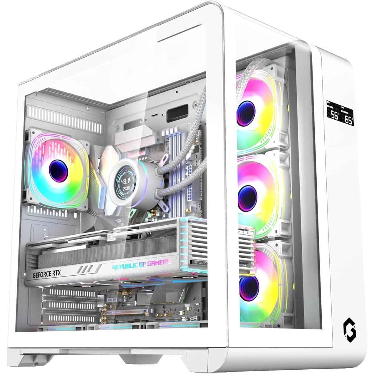 Game On White Infinity Artic Series ARGB Mid Tower Gaming PC Case