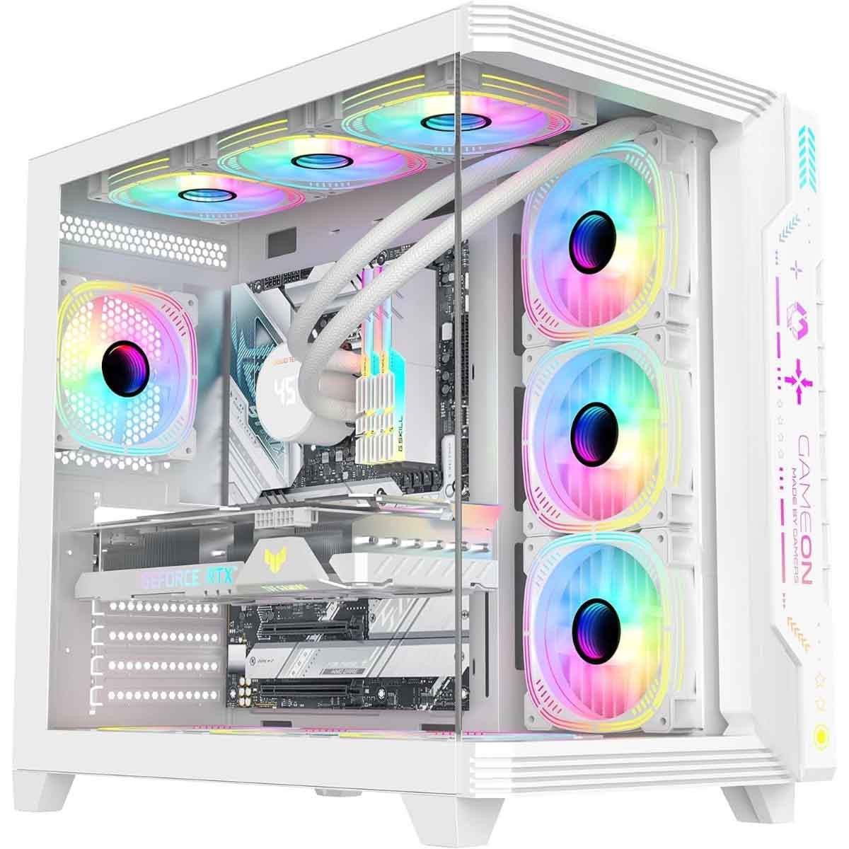 Game On White Pulse Artic Series ARGB Mid Tower Gaming PC Case