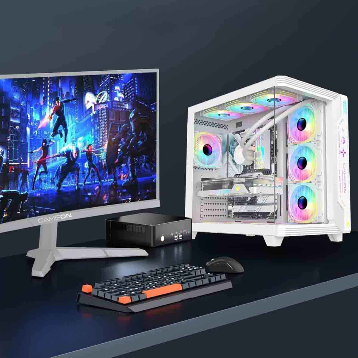 Game On White Pulse Artic Series ARGB Mid Tower Gaming PC Case