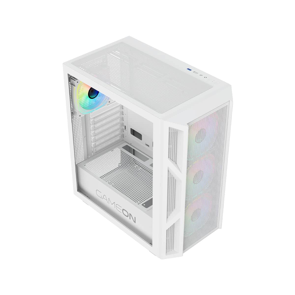 Game On White Trident IV-A Powerforge Series 750W PSU Mid Tower Gaming PC Case