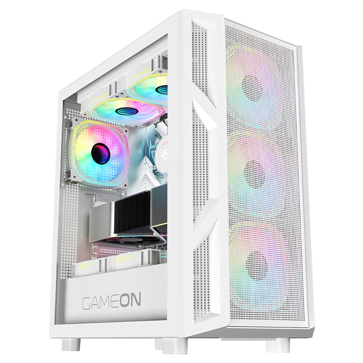 جيم أون كيس ألعاب Trident IV-A Powerforge Series ميد تاور مع مزود طاقة 750W باللون الأبيض