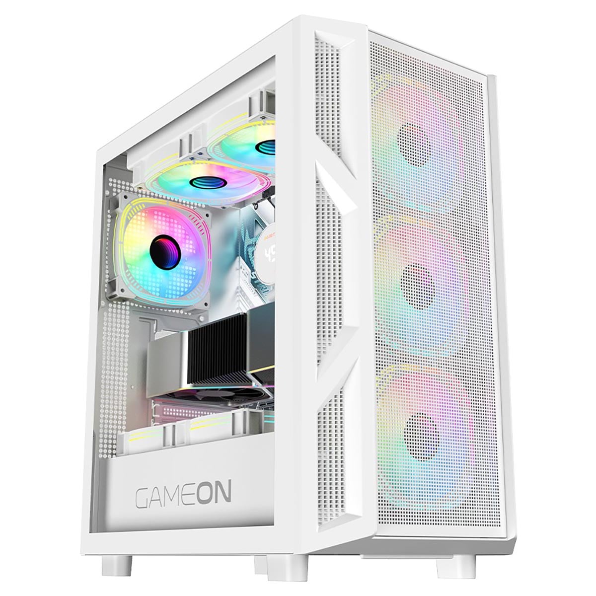 جيم أون كيس ألعاب Trident IV-A Powerforge Series ميد تاور مع مزود طاقة 750W باللون الأبيض
