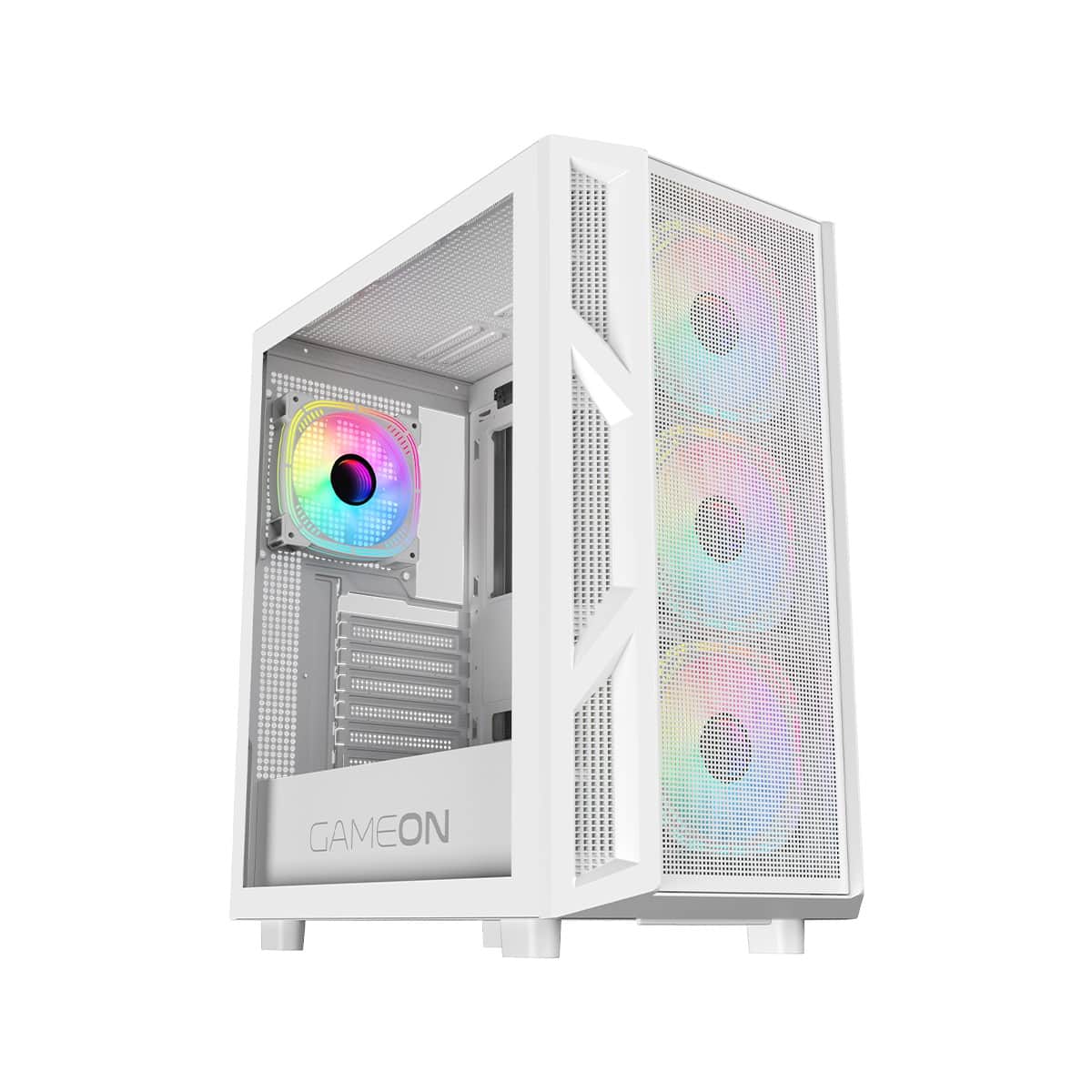 Game On White Trident IV-A Powerforge Series 750W PSU Mid Tower Gaming PC Case