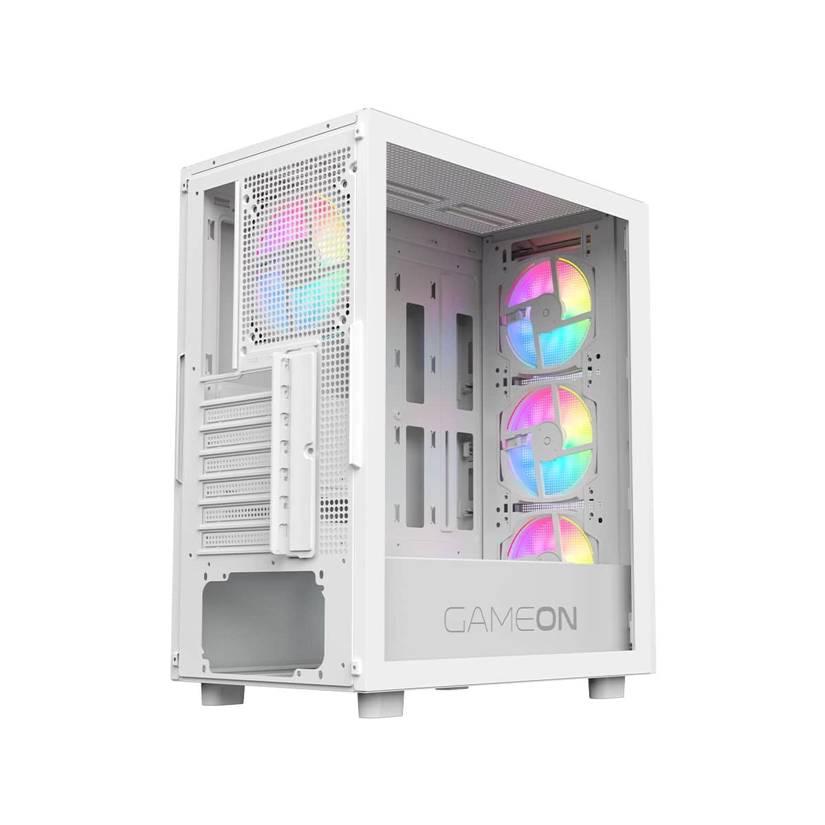 Game On White Trident IV-A Powerforge Series 750W PSU Mid Tower Gaming PC Case