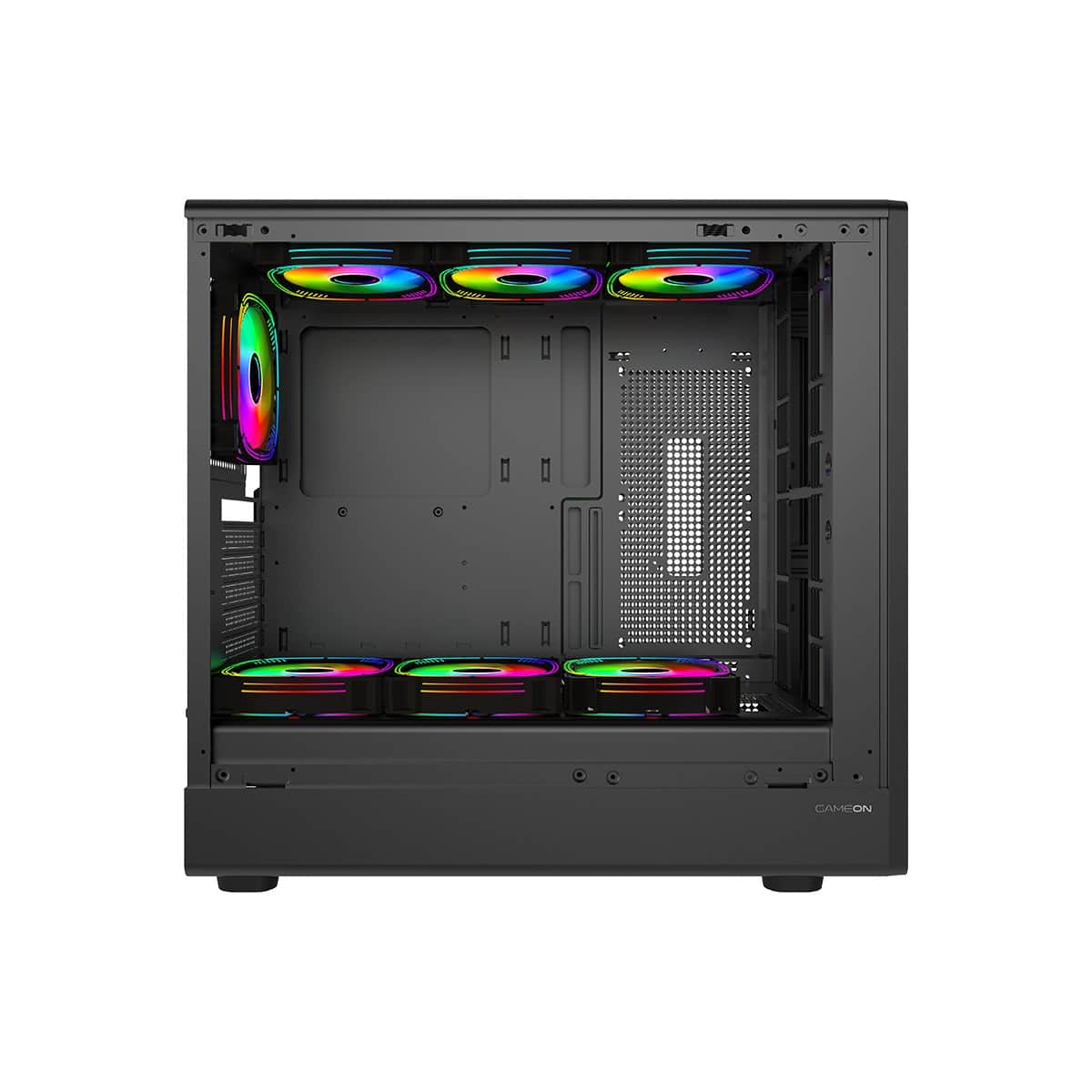 Game On Wood/Black Timber Midnight I Series ARGB Mid Tower Gaming PC Case