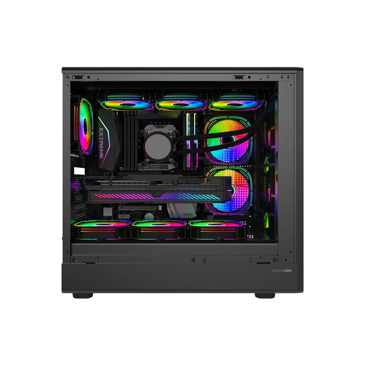 Game On Wood/Black Timber Midnight I Series ARGB Mid Tower Gaming PC Case