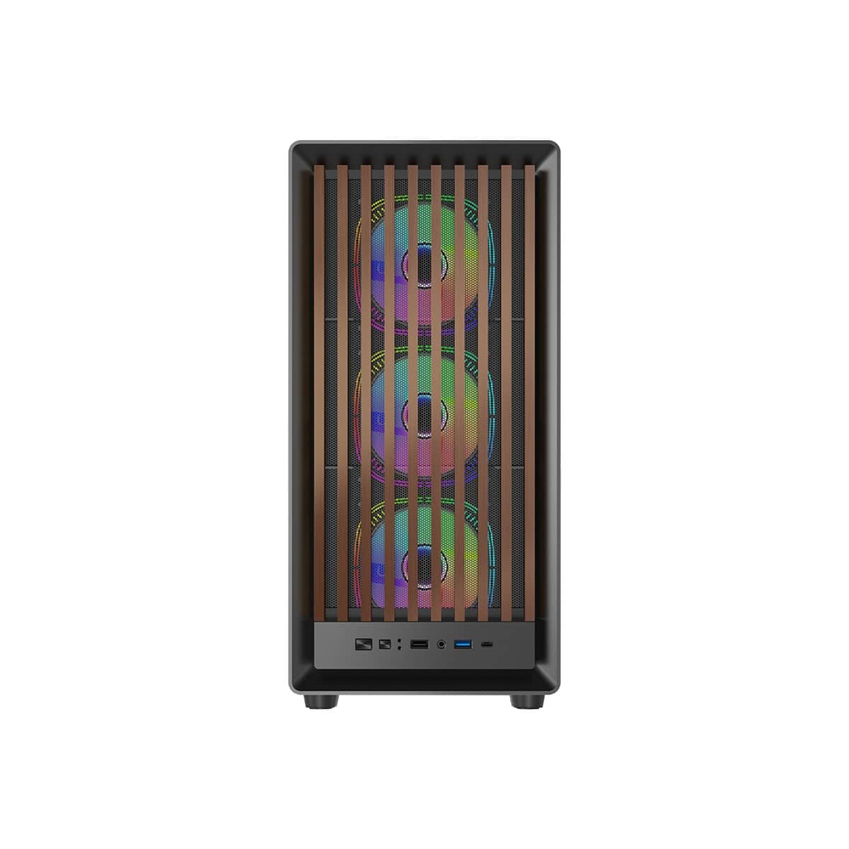 Game On Wood/Black Timber Midnight I Series ARGB Mid Tower Gaming PC Case
