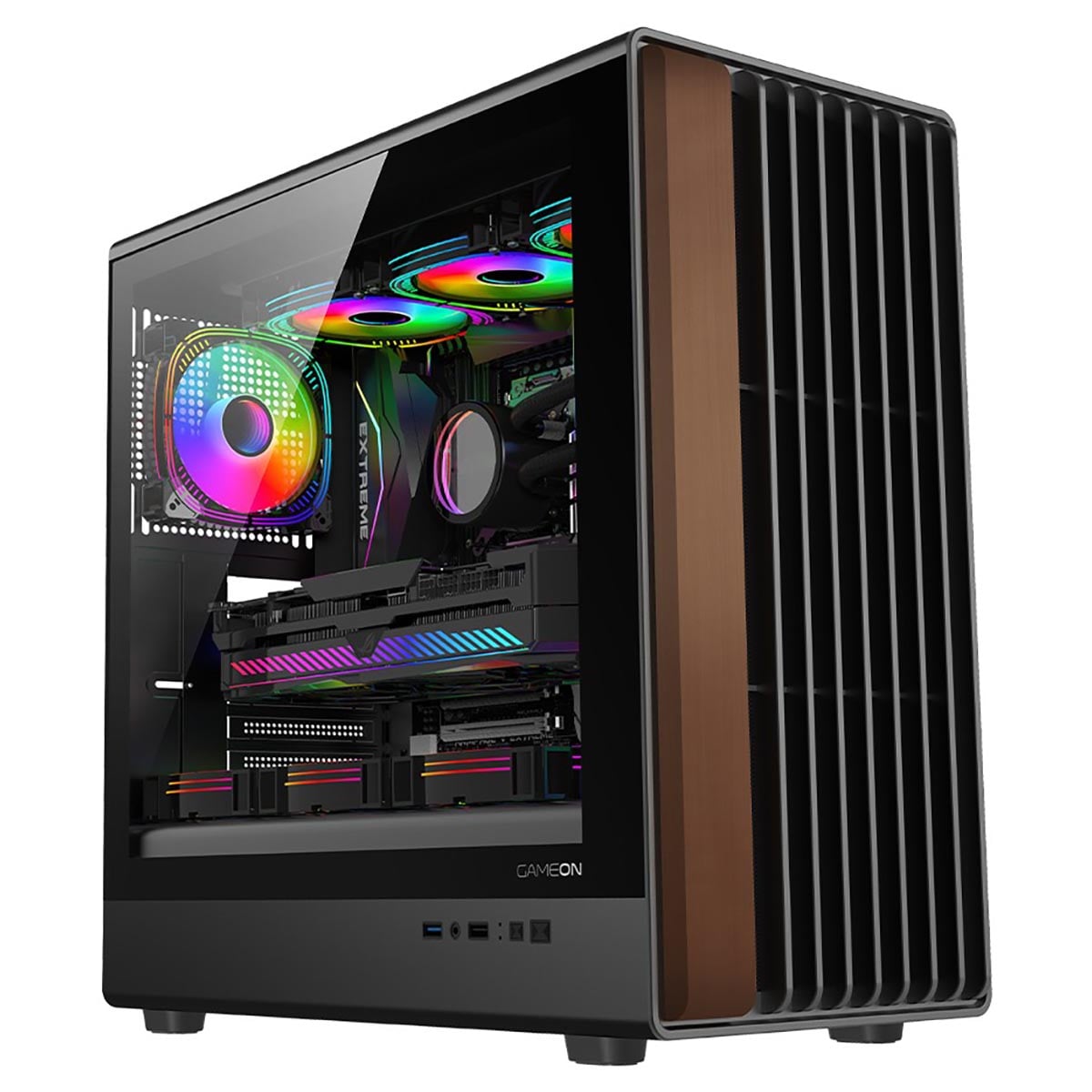 جيم أون كيس ألعاب Timber Midnight Series ARGB PWM ميد تاور باللون الخشبي/الأسود