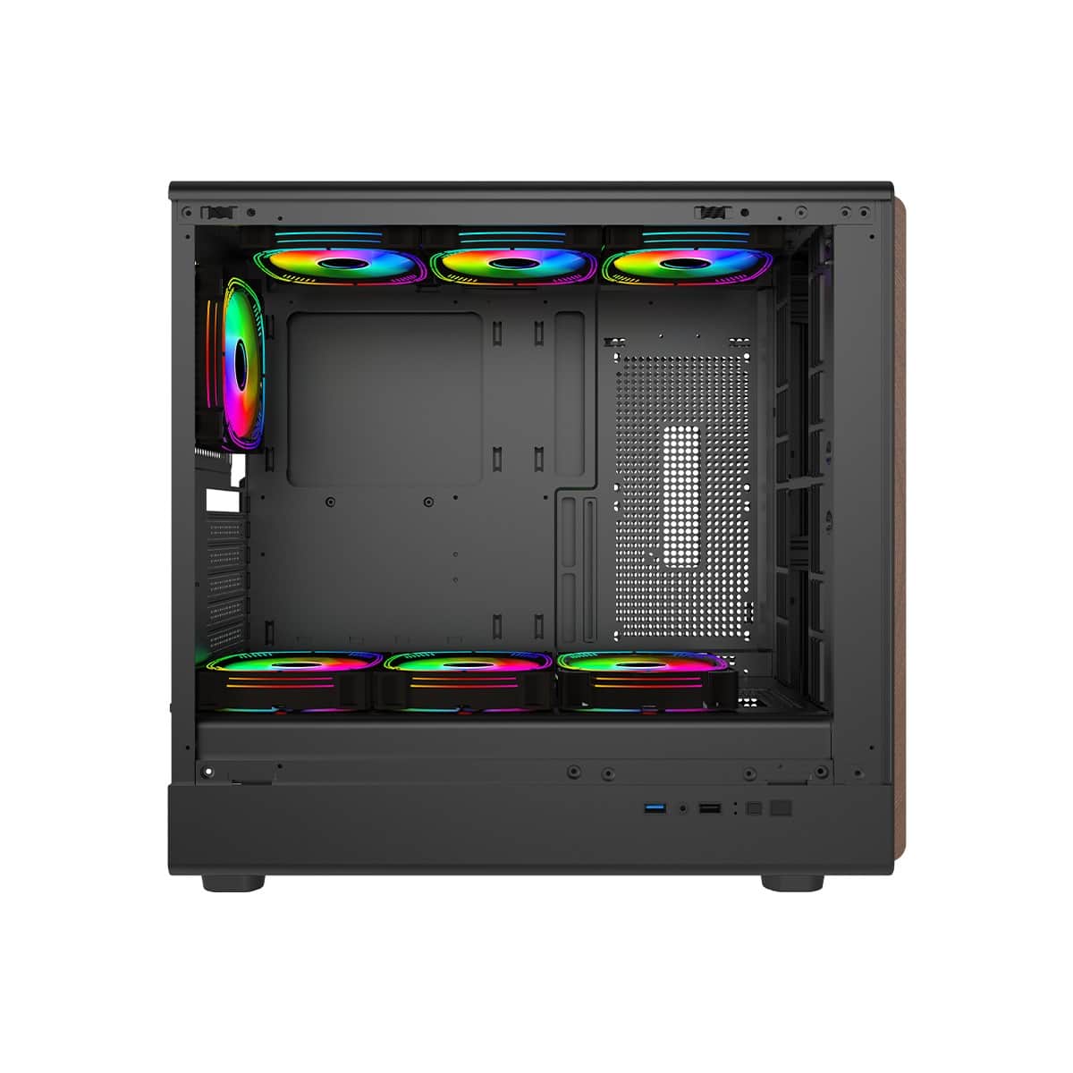 Game On Wood/Black Timber Midnight Series ARGB PWM Mid Tower Gaming PC Case