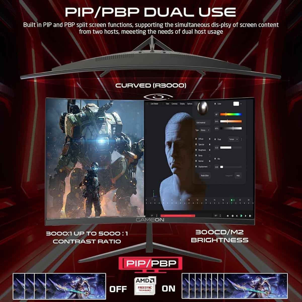 Game On 27" GOC27Q180VA Curved QHD 180Hz VA Gaming Monitor