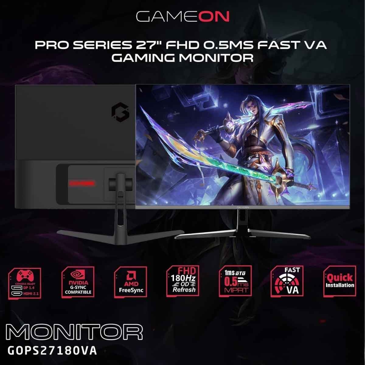 جيم أون شاشة ألعاب FHD بحجم 27" 180Hz Fast VA موديل GOPS27180VA