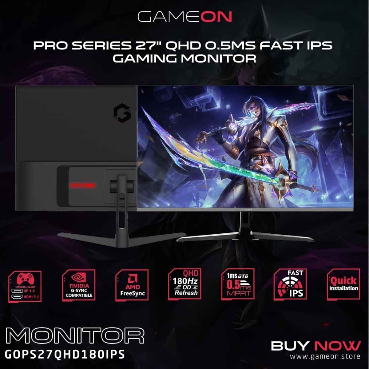 Game On 27" GOPS27QHD180IPS QHD 180Hz Fast IPS Gaming Monitor