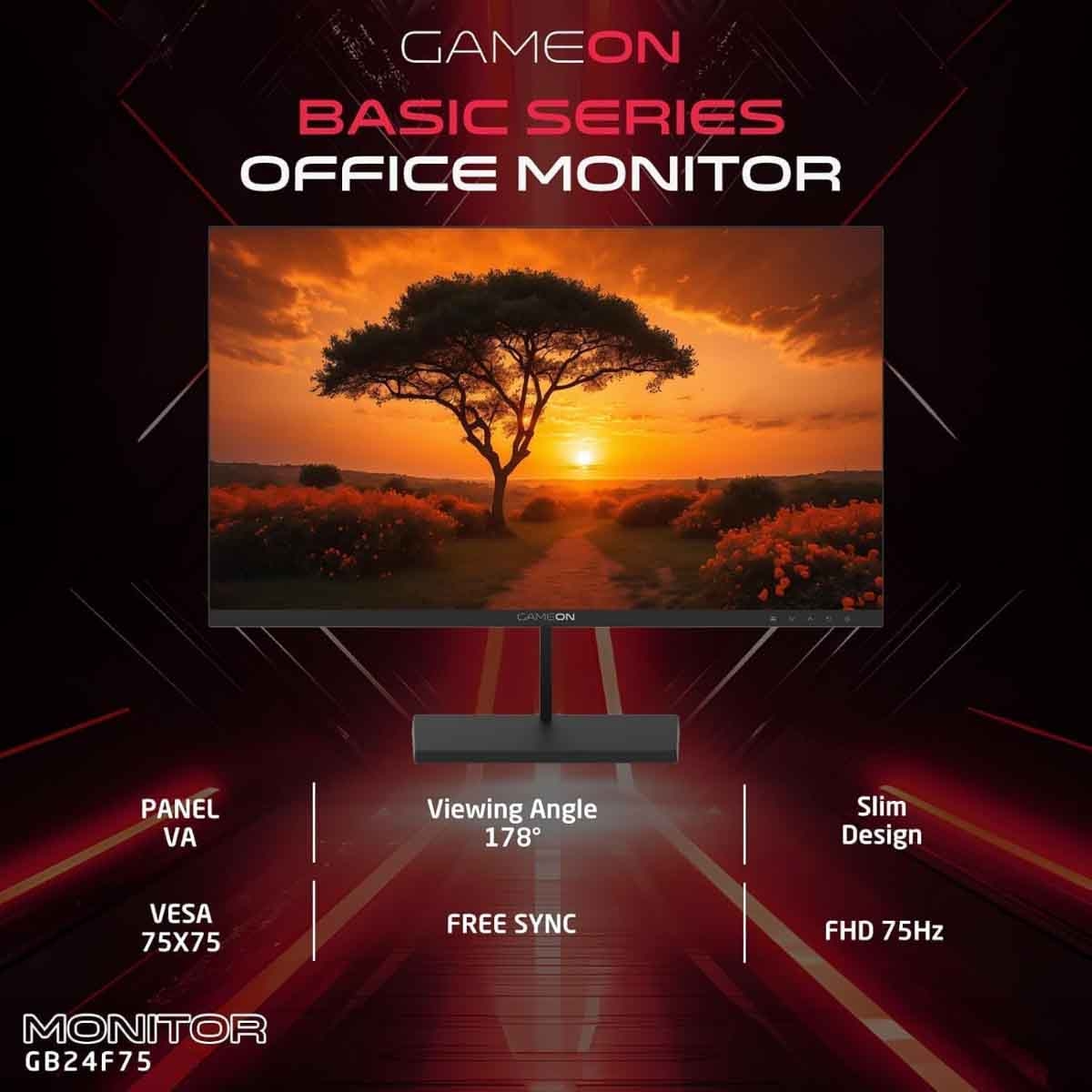 Game On Black 24" GB24F75 FHD 75Hz VA Gaming Monitor