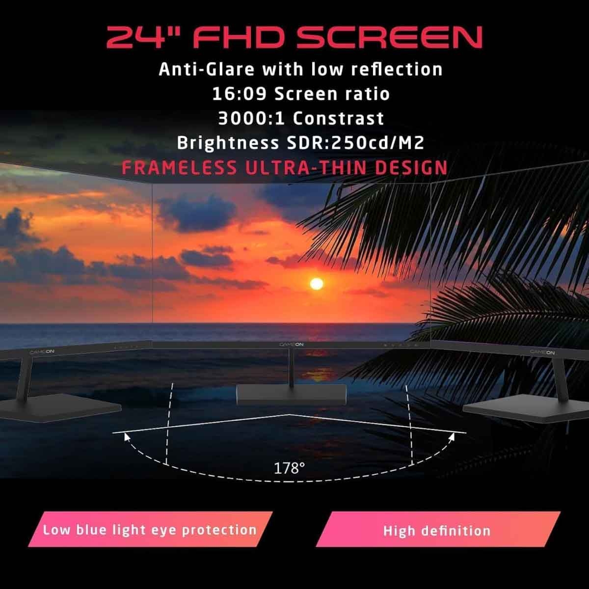 Game On Black 24" GB24F75 FHD 75Hz VA Gaming Monitor