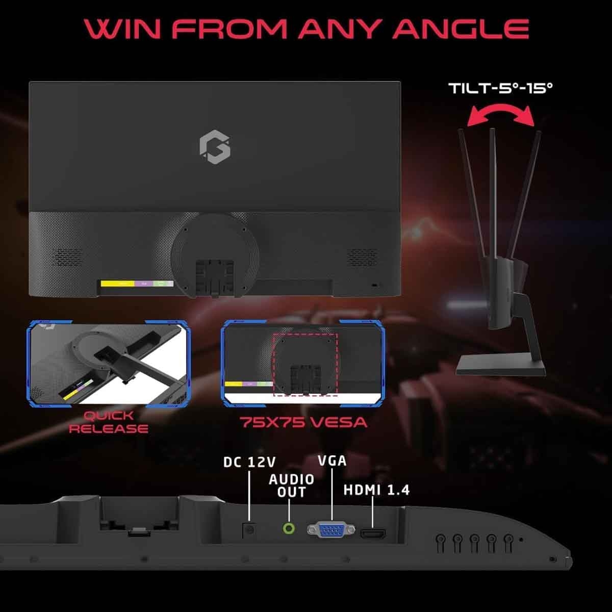 Game On Black 24" GB24F75 FHD 75Hz VA Gaming Monitor