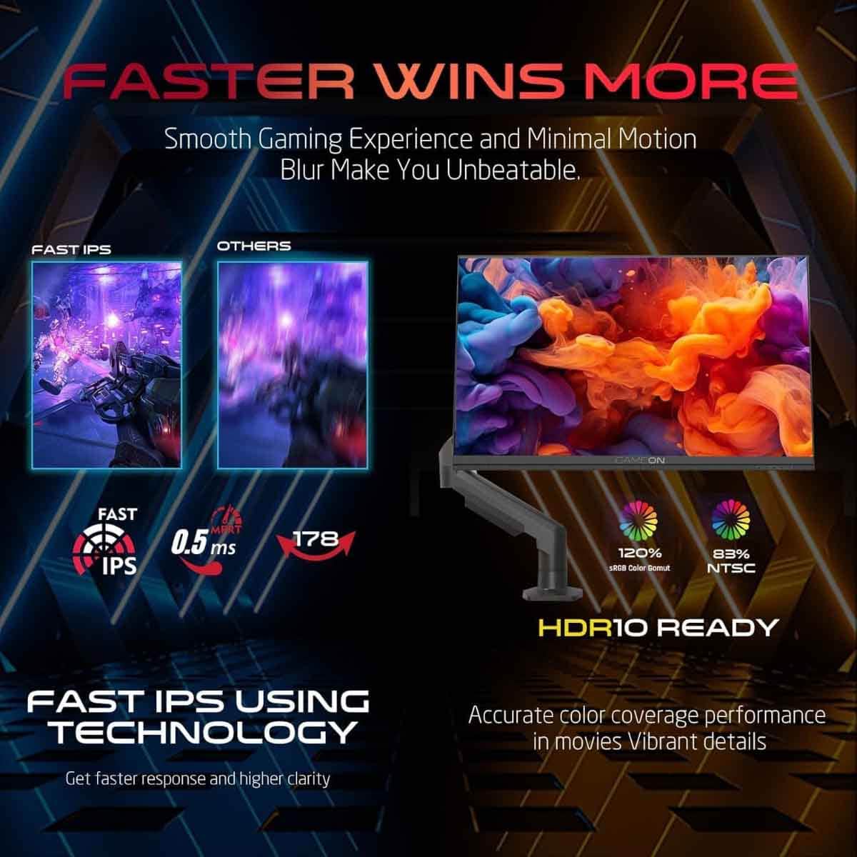 جيم أون شاشة ألعاب FHD بحجم 24" 190Hz Fast IPS سلسلة Midnight Pro X سوداء موديل GOM24FHD190IPSX
