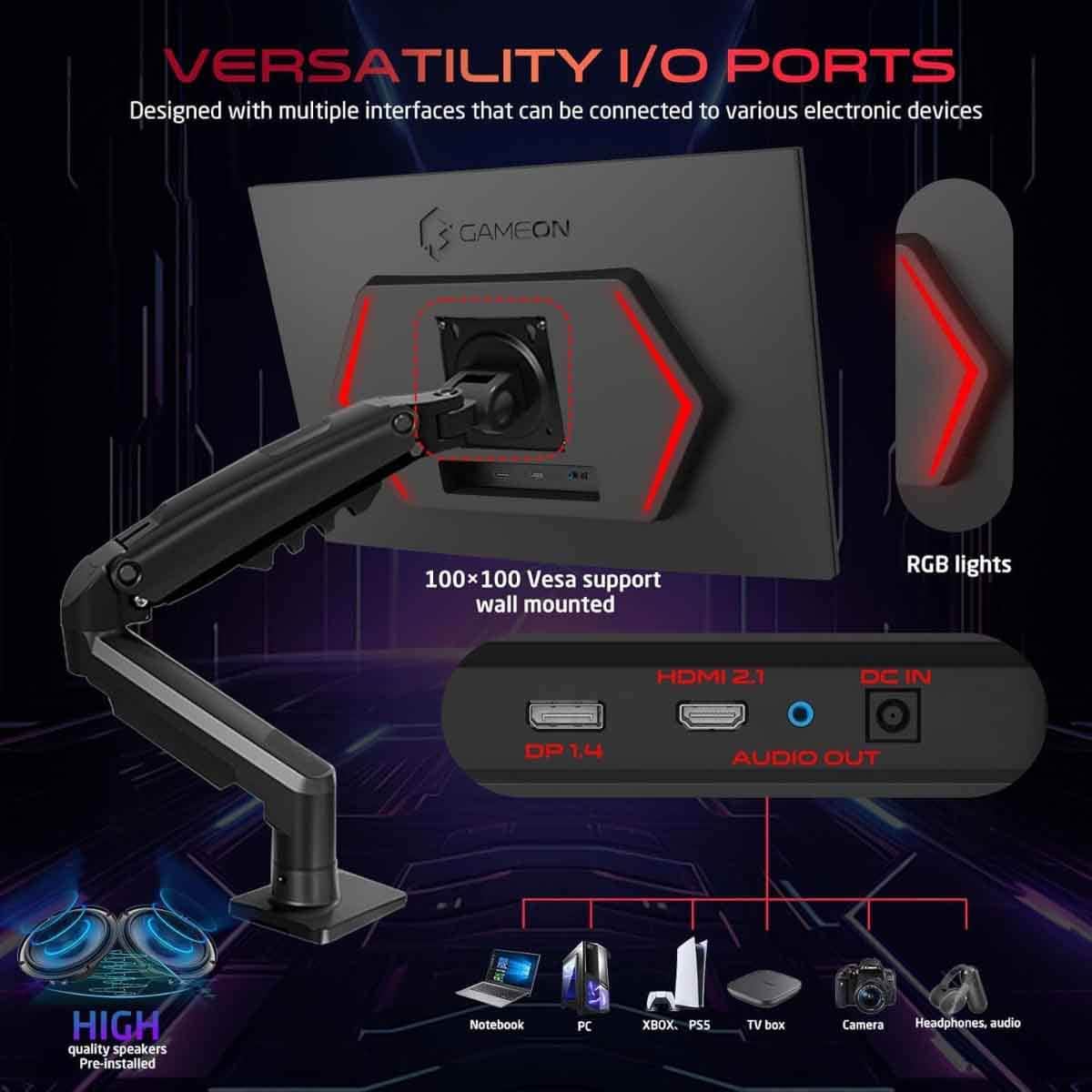 جيم أون شاشة ألعاب FHD بحجم 24" 190Hz Fast IPS سلسلة Midnight Pro X سوداء موديل GOM24FHD190IPSX