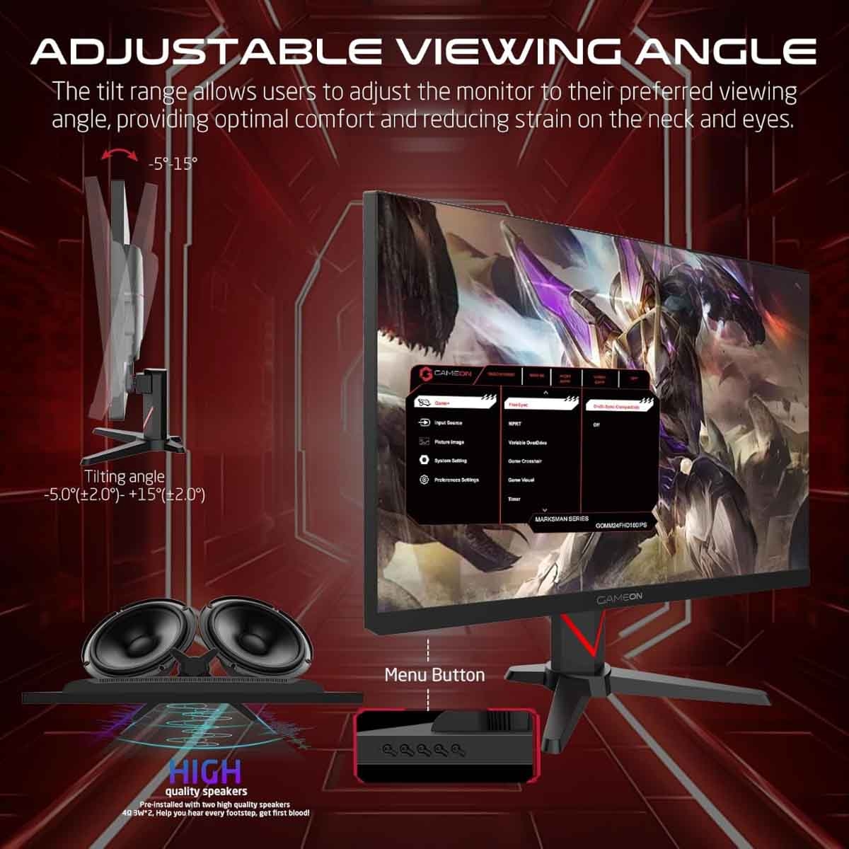 Game On 24" GOMM24FHD180IPS Marksman Series FHD 180Hz Fast IPS Gaming Monitor