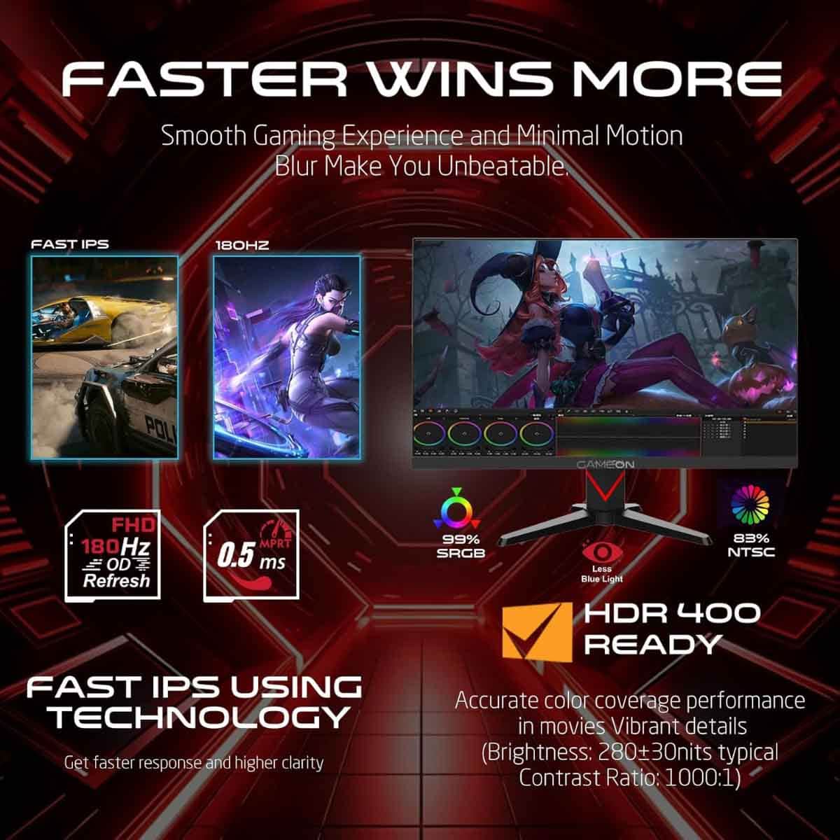 Game On 24" GOMM24FHD180IPS Marksman Series FHD 180Hz Fast IPS Gaming Monitor