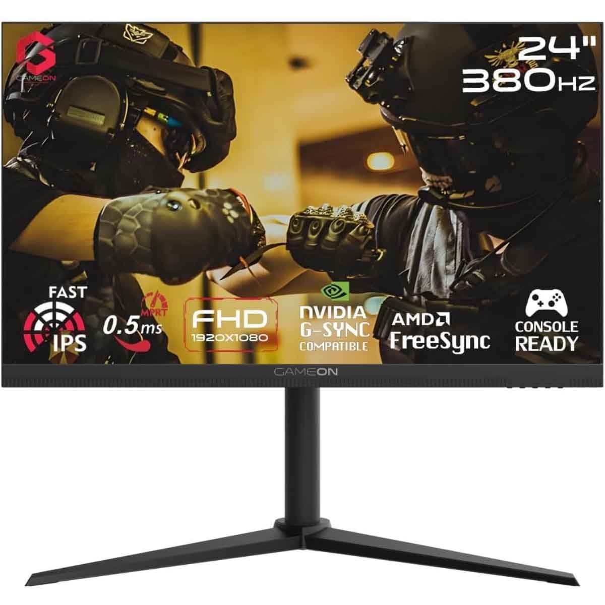 جيم أون شاشة ألعاب FHD بحجم 24" 380Hz Fast IPS سلسلة Midnight Pro سوداء موديل GOMP24FHD380IPS