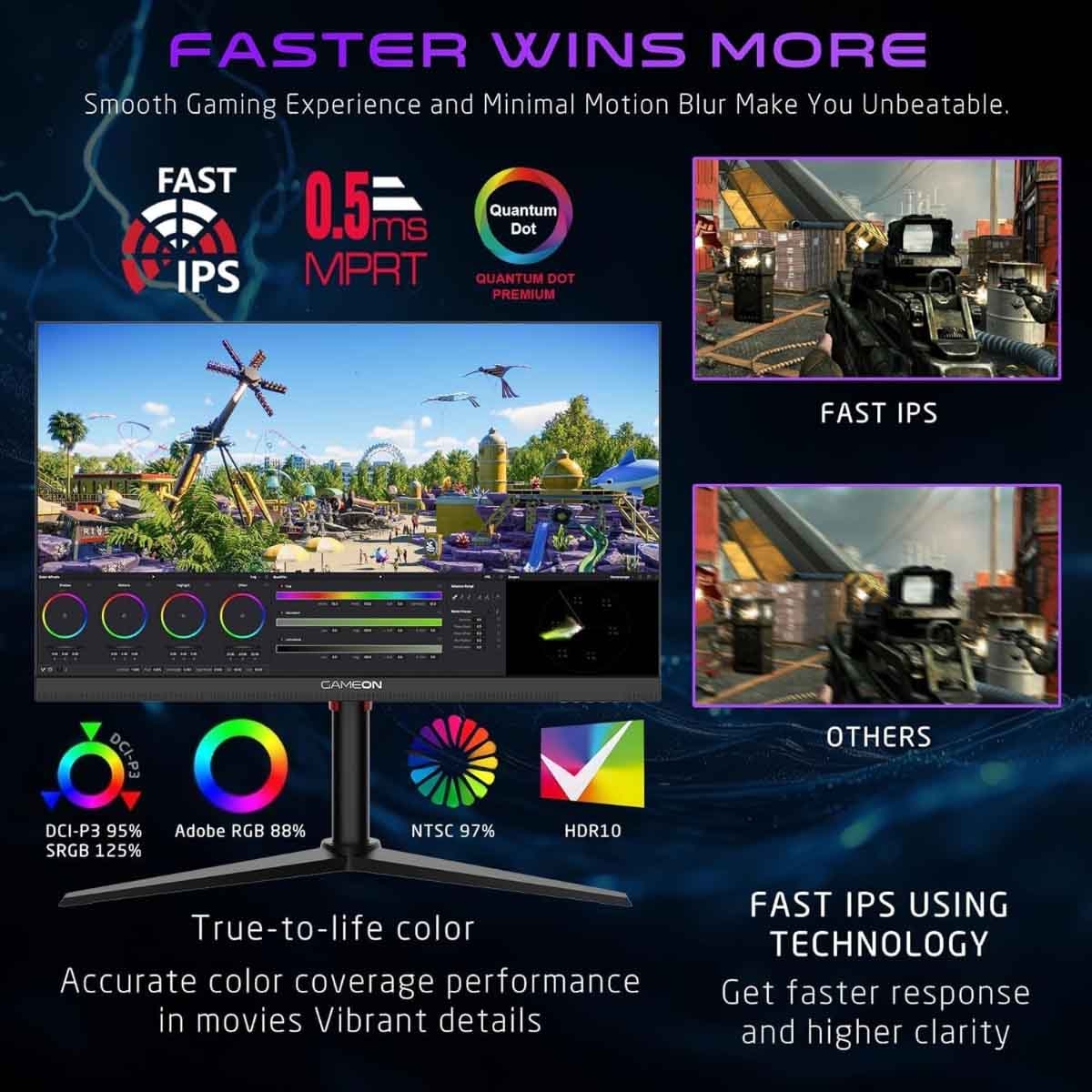 Game On 27" 4K UHD 320Hz Fast IPS Gaming Monitor