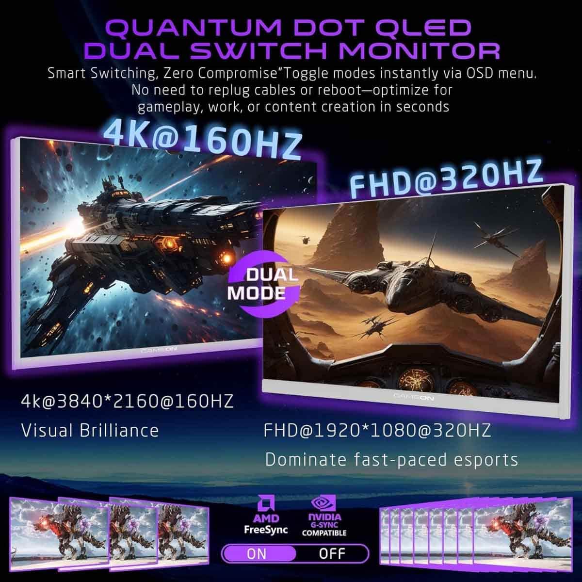 Game On 27" 4K UHD 320Hz Fast IPS Gaming Monitor