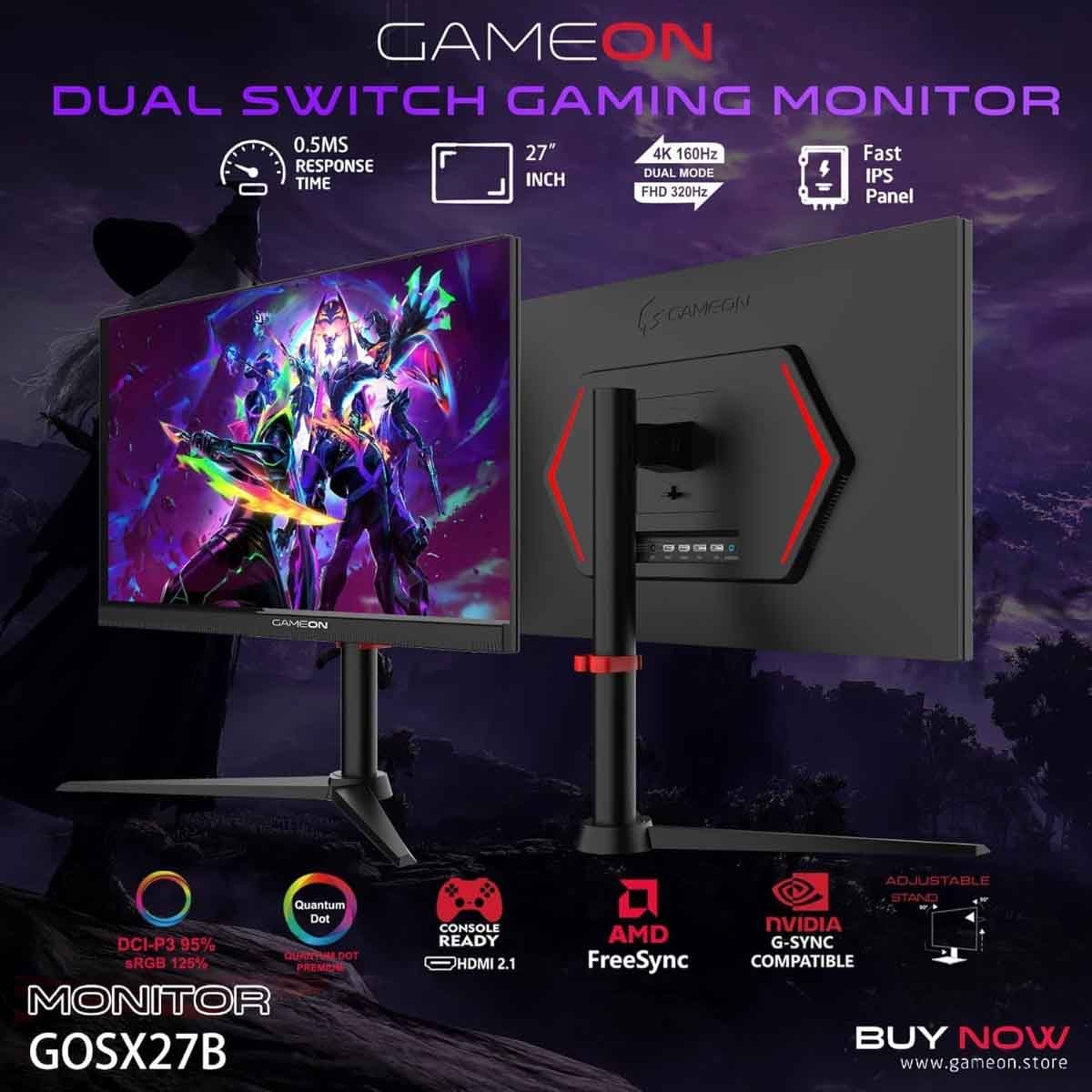 جيم أون شاشة ألعاب 4K UHD بحجم 27" 320Hz Fast IPS سوداء