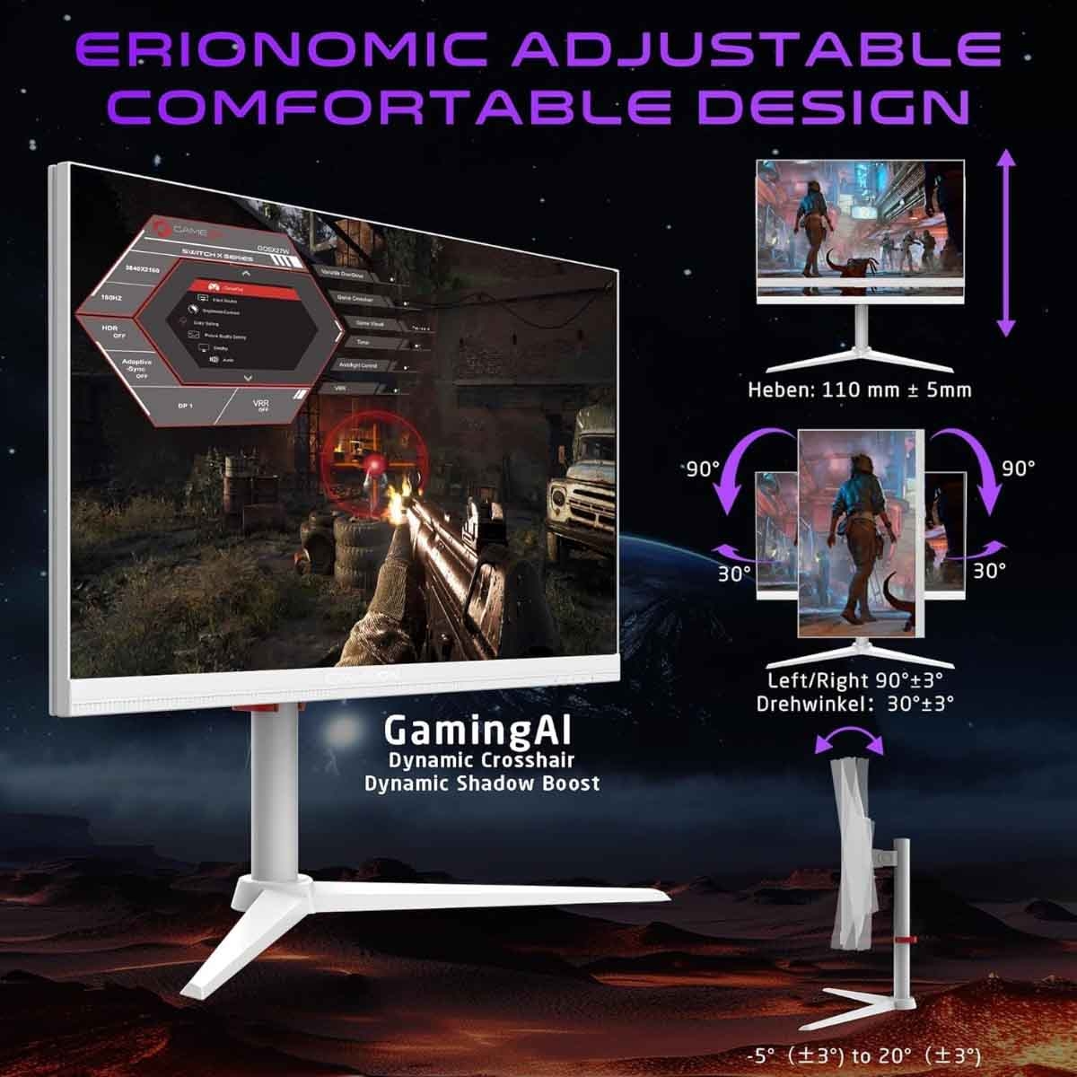 جيم أون شاشة ألعاب 4K UHD بحجم 27" 320Hz Fast IPS سوداء