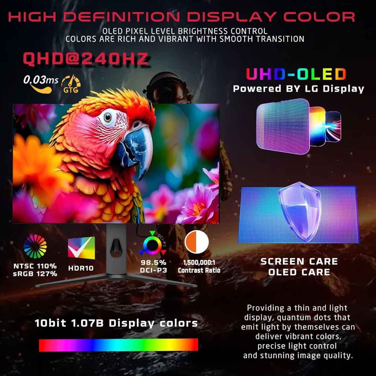 Game On Black 27" GO27OLED2K Signature X Series OLED QHD 240Hz IPS Gaming Monitor