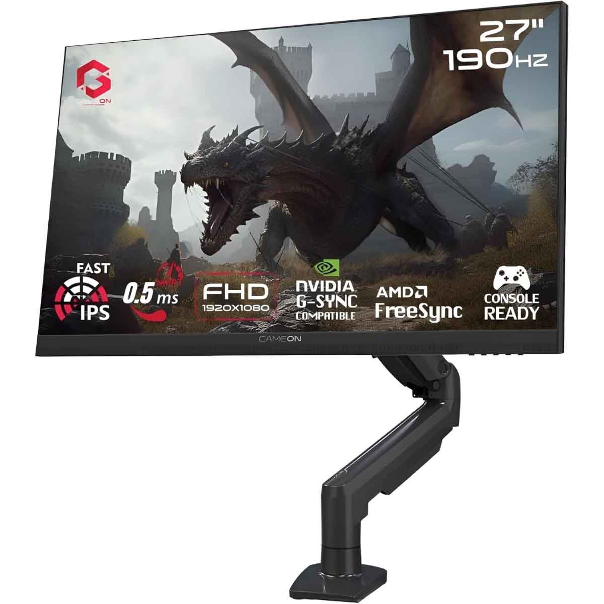 جيم أون شاشة ألعاب FHD بحجم 27" 190Hz Fast IPS سلسلة Midnight Pro X سوداء موديل GOM27FHD190IPSX