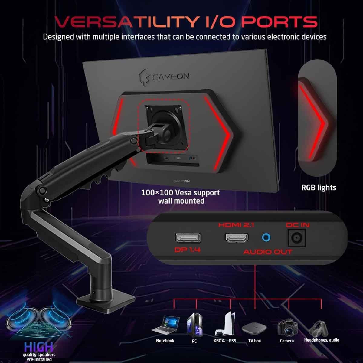 جيم أون شاشة ألعاب FHD بحجم 27" 190Hz Fast IPS سلسلة Midnight Pro X سوداء موديل GOM27FHD190IPSX