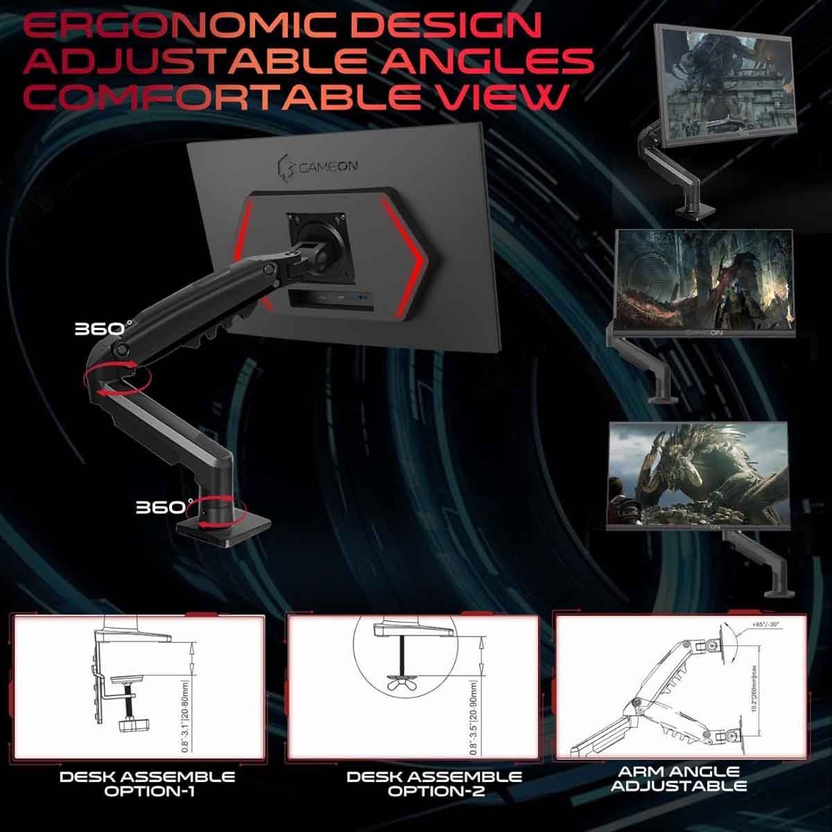 جيم أون شاشة ألعاب FHD بحجم 27" 190Hz Fast IPS سلسلة Midnight Pro X سوداء موديل GOM27FHD190IPSX