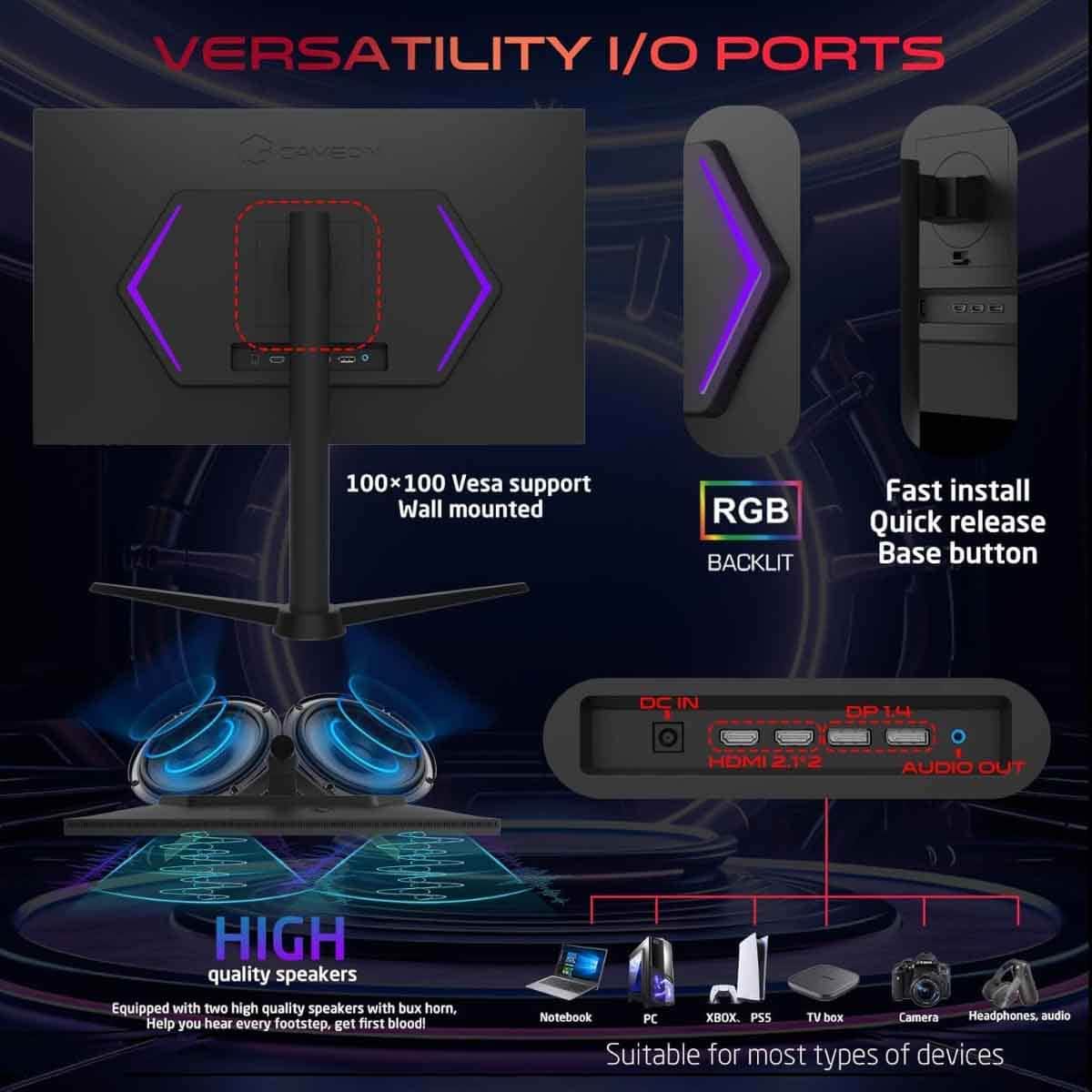 جيم أون شاشة ألعاب QHD بحجم 27" 180Hz Fast IPS سلسلة Midnight Pro سوداء موديل GOM27QHD180IPS