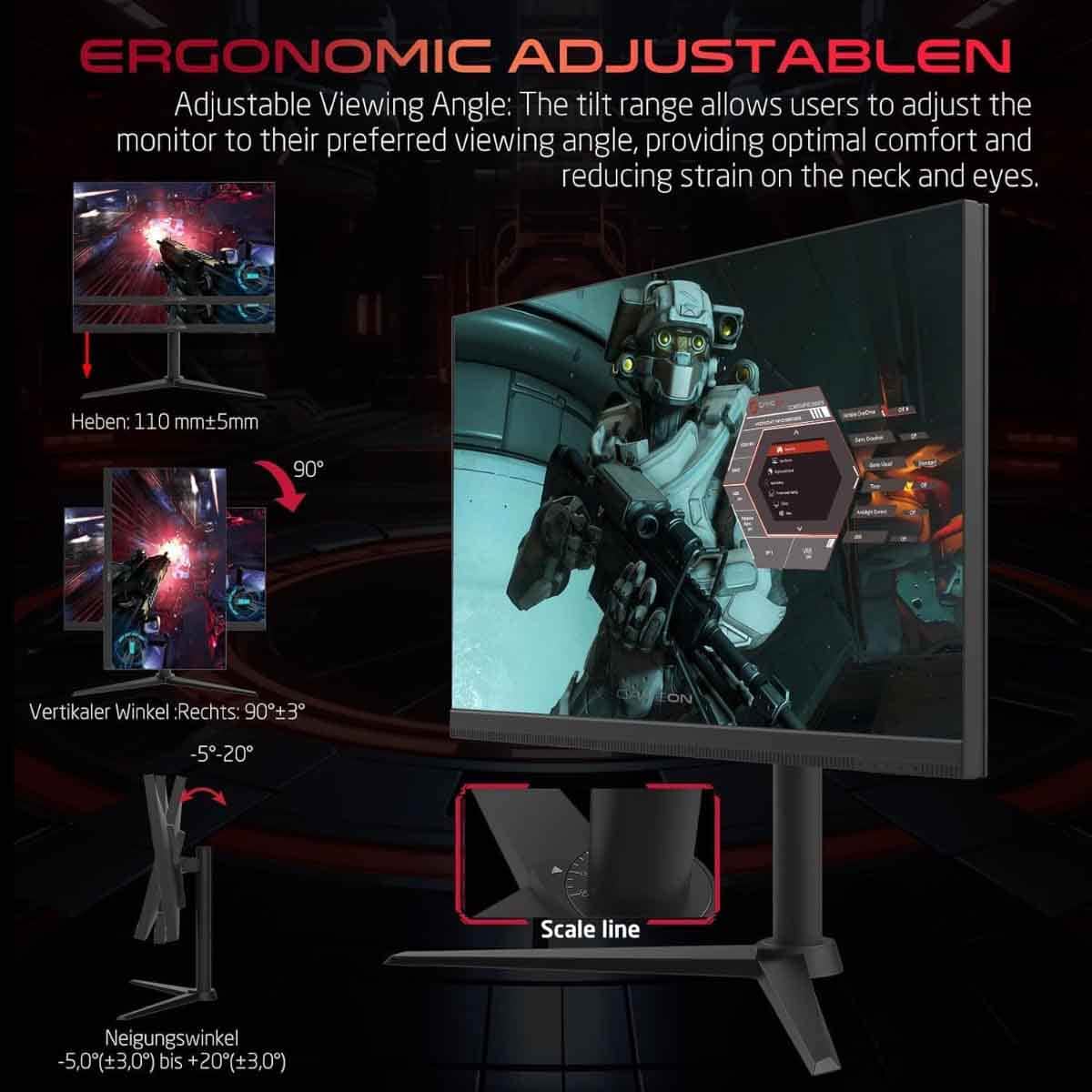 جيم أون شاشة ألعاب QHD بحجم 27" 180Hz Fast IPS سلسلة Midnight Pro سوداء موديل GOM27QHD180IPS