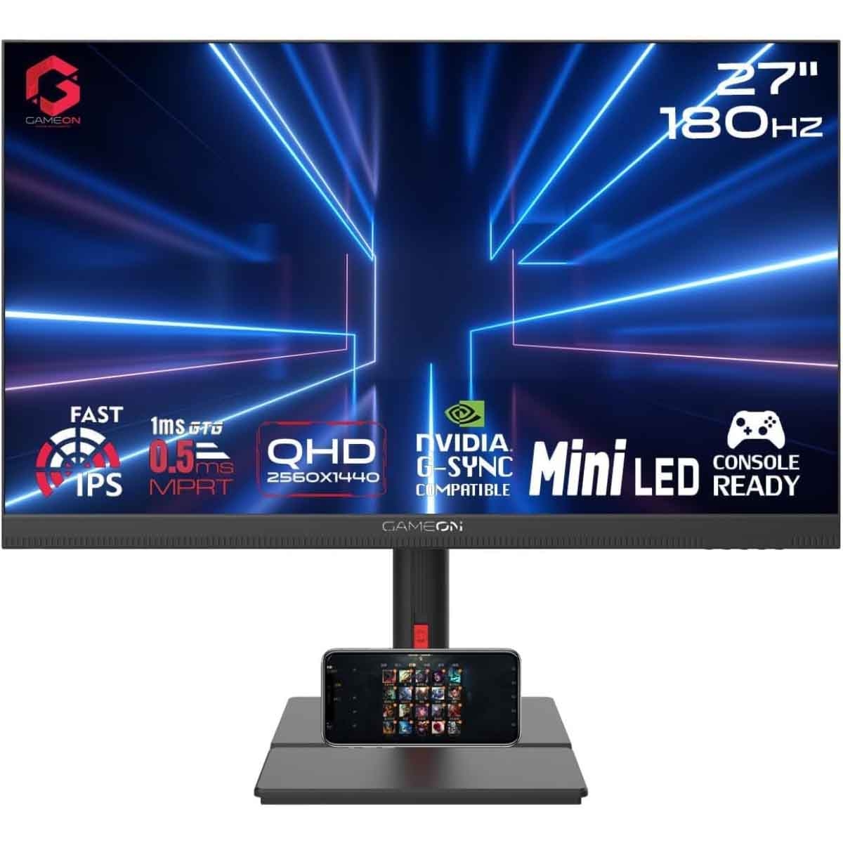 جيم أون شاشة ألعاب QHD بحجم 27" Mini LED 180Hz سلسلة Midnight Signature سوداء موديل GOML27QHD180IPS