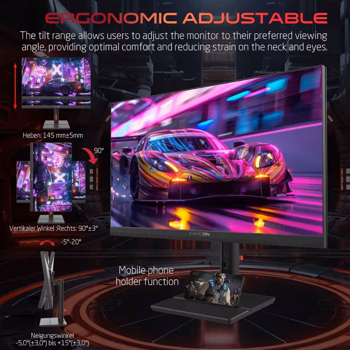 جيم أون شاشة ألعاب QHD بحجم 27" Mini LED 180Hz سلسلة Midnight Signature سوداء موديل GOML27QHD180IPS