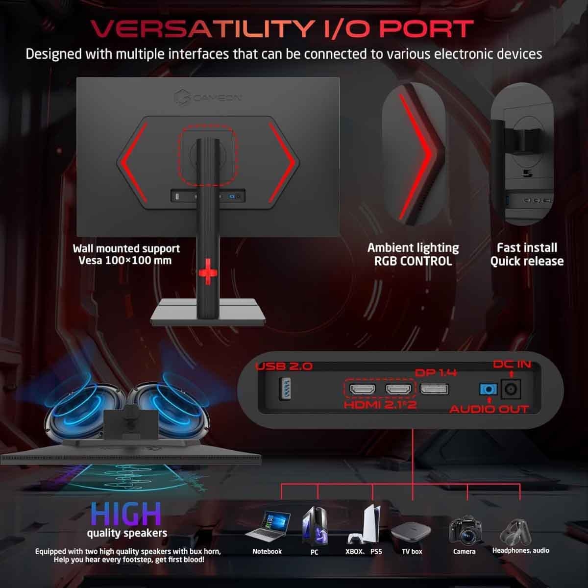 جيم أون شاشة ألعاب QHD بحجم 27" Mini LED 180Hz سلسلة Midnight Signature سوداء موديل GOML27QHD180IPS