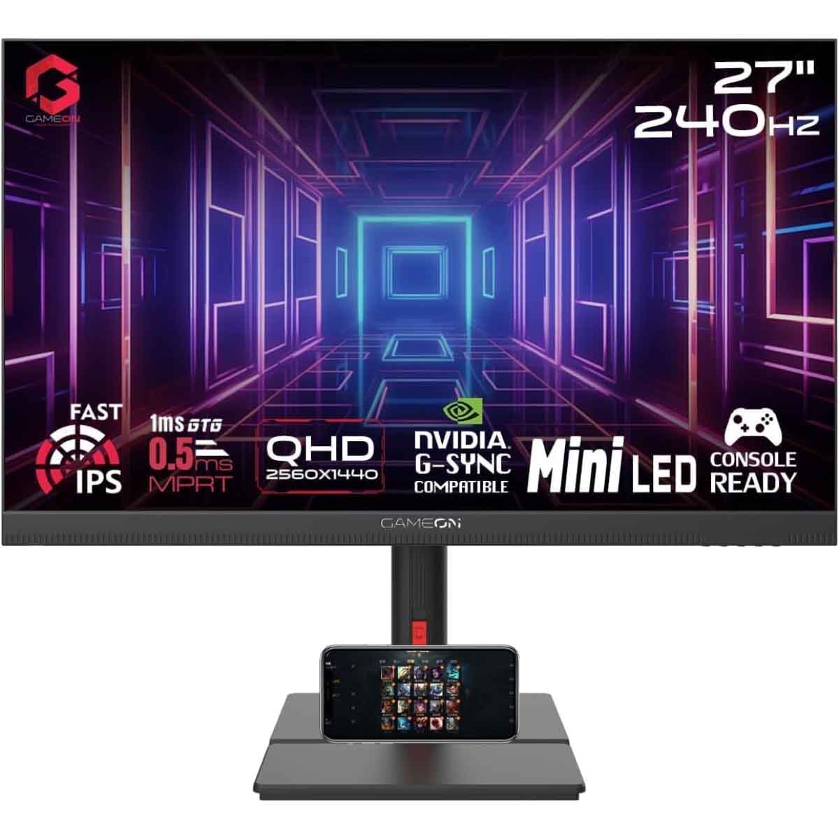 جيم أون شاشة ألعاب QHD بحجم 27" Mini LED 240Hz سلسلة Midnight Signature سوداء موديل GOML27QHD240IPS