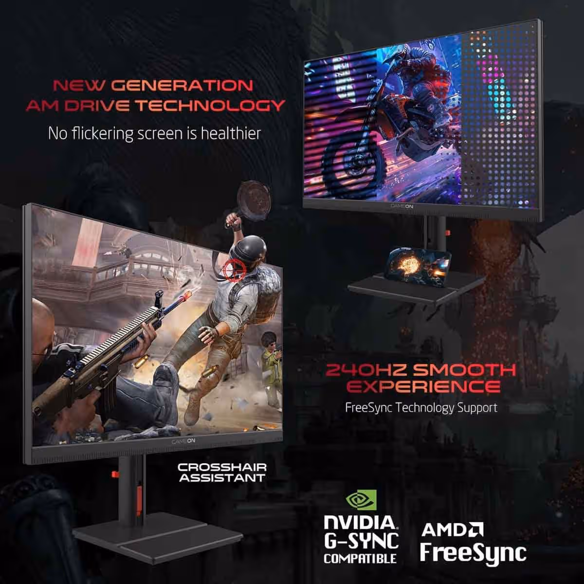 جيم أون شاشة ألعاب QHD بحجم 27" Mini LED 240Hz سلسلة Midnight Signature سوداء موديل GOML27QHD240IPS