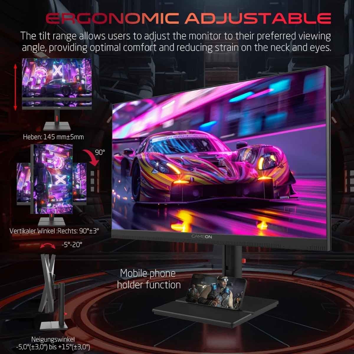 جيم أون شاشة ألعاب QHD بحجم 27" Mini LED 240Hz سلسلة Midnight Signature سوداء موديل GOML27QHD240IPS