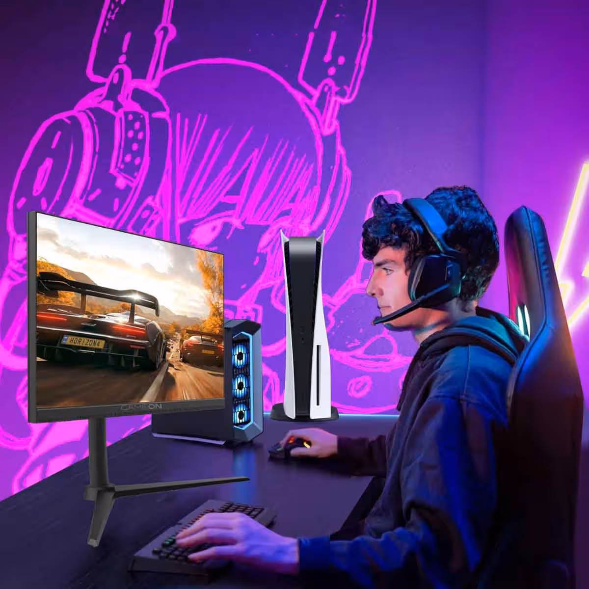 جيم أون شاشة ألعاب QHD بحجم 27" 380Hz Fast IPS سلسلة Midnight Pro سوداء موديل GOMP27QHD380IPS