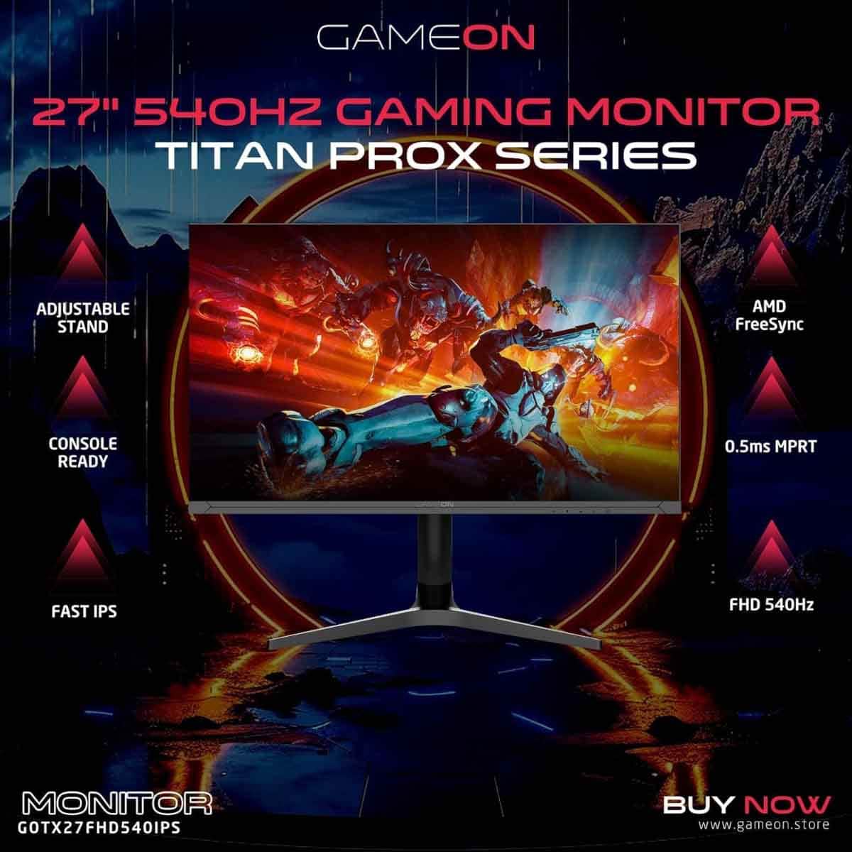 Game On Black 27" GOTX27FHD540IPS FHD 540Hz Fast IPS Gaming Monitor