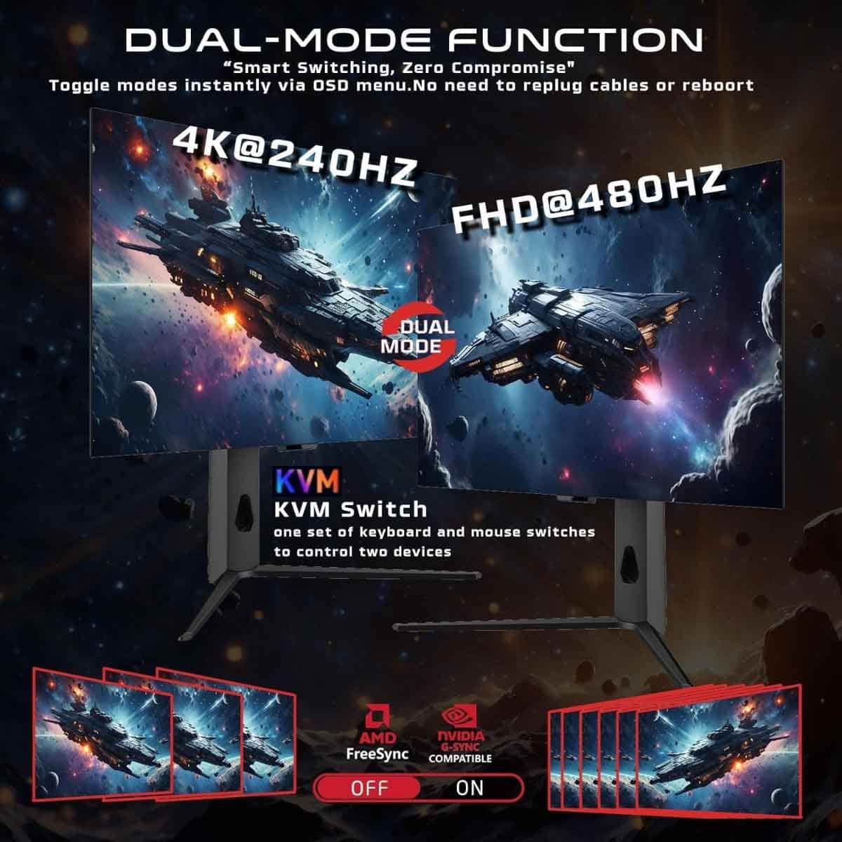 Game On Black 32" GO32OLED4K Signature X Series Dual Switch OLED 4K UHD 480Hz IPS Gaming Monitor