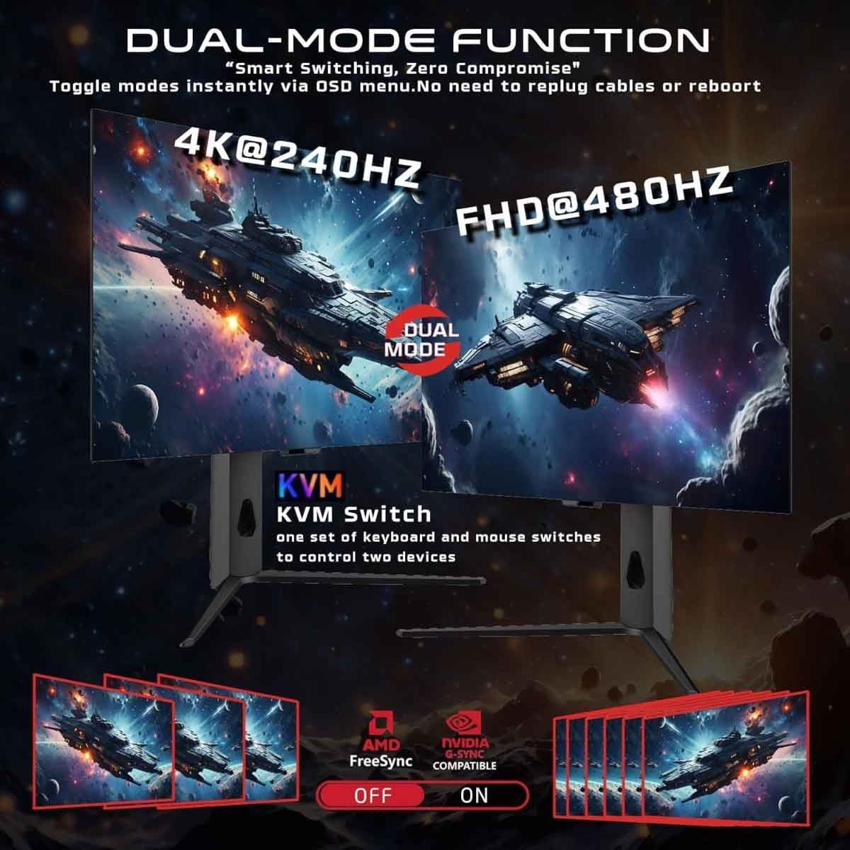 Game On Black 32" GO32OLED4K Signature X Series Dual Switch OLED 4K UHD 480Hz IPS Gaming Monitor