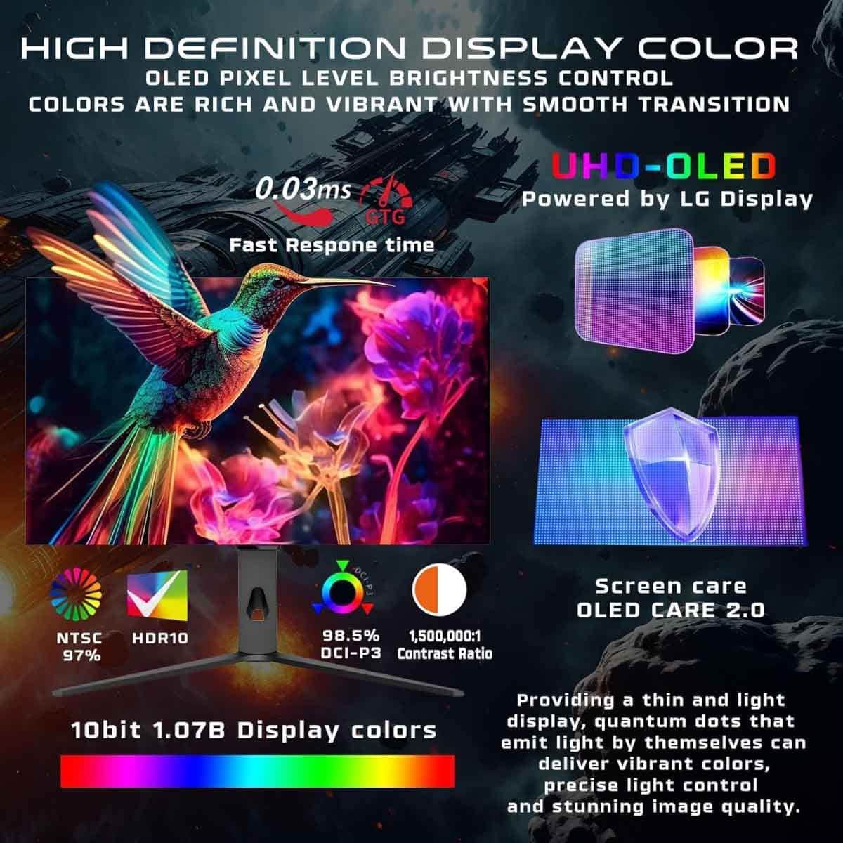 Game On Black 32" GO32OLED4K Signature X Series Dual Switch OLED 4K UHD 480Hz IPS Gaming Monitor
