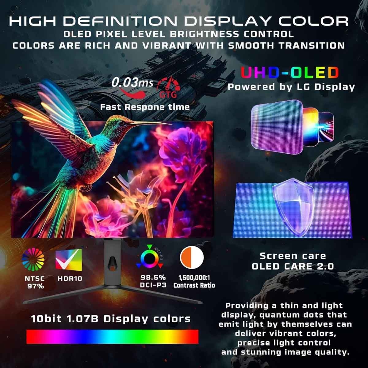 Game On Black 32" GO32OLED4K Signature X Series Dual Switch OLED 4K UHD 480Hz IPS Gaming Monitor