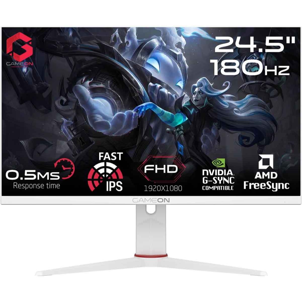 جيم أون شاشة ألعاب FHD بحجم 24" 180Hz Fast IPS سلسلة Arctic Pro بيضاء موديل GOA24FHD180IPS